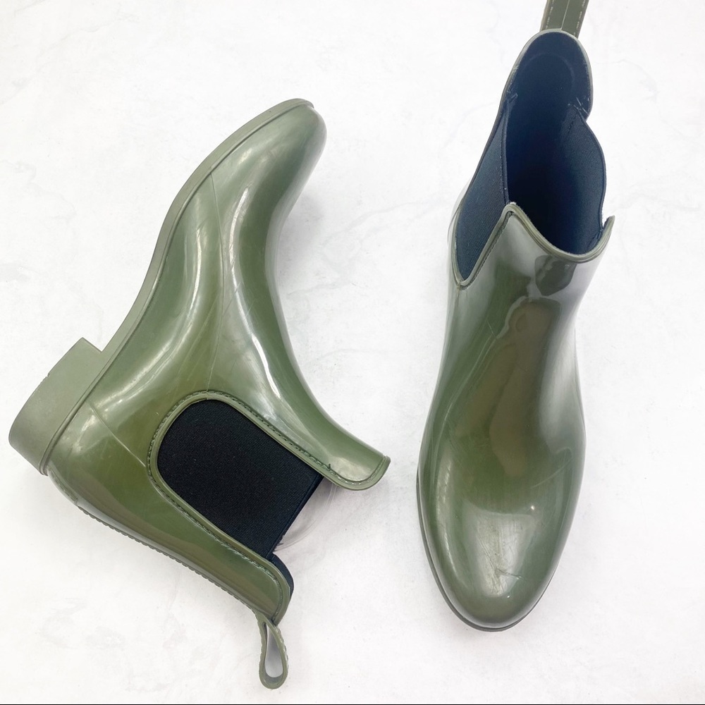 [J. Crew] Green Chelsea Rain Boots